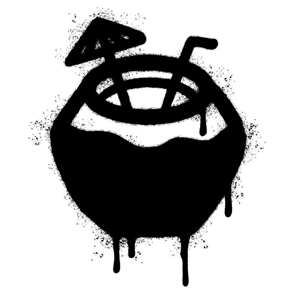 Spray Painted Graffiti coconut icon Sprayed isolated with a white background. vector