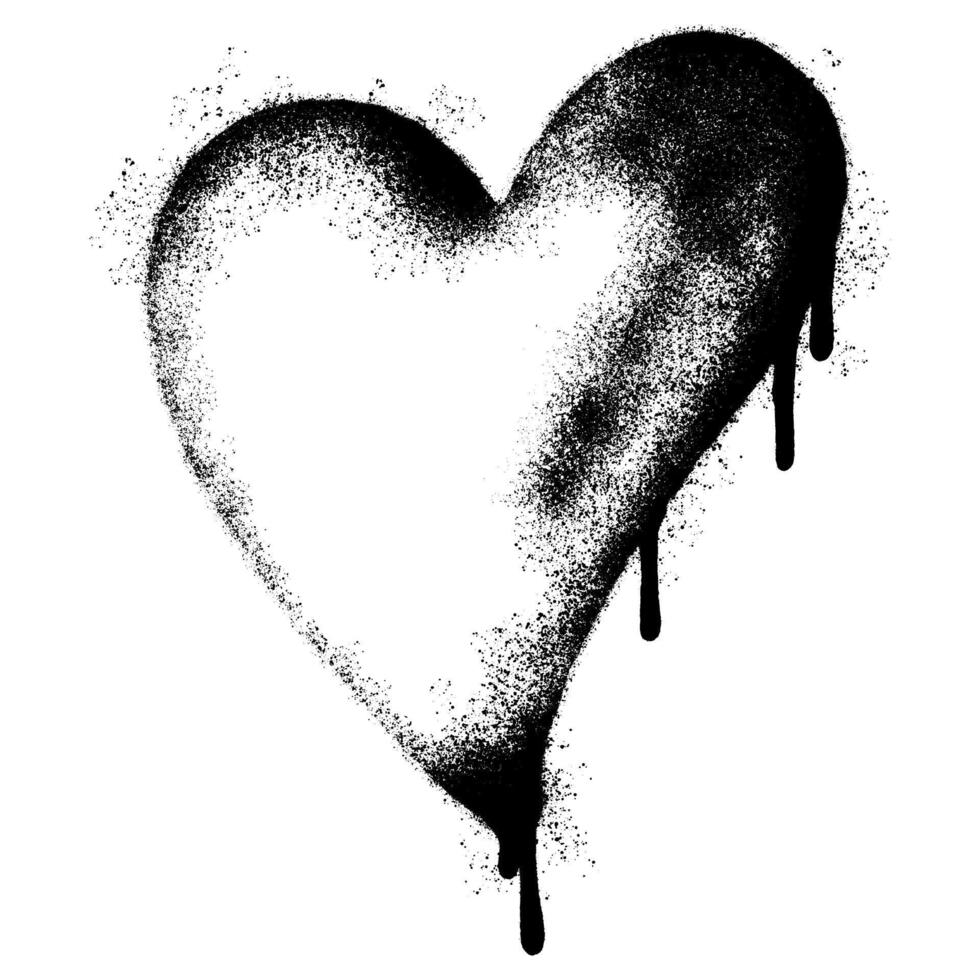 Spray Painted Graffiti heart icon Sprayed isolated with a white background. graffiti love icon with over spray in black over white. vector