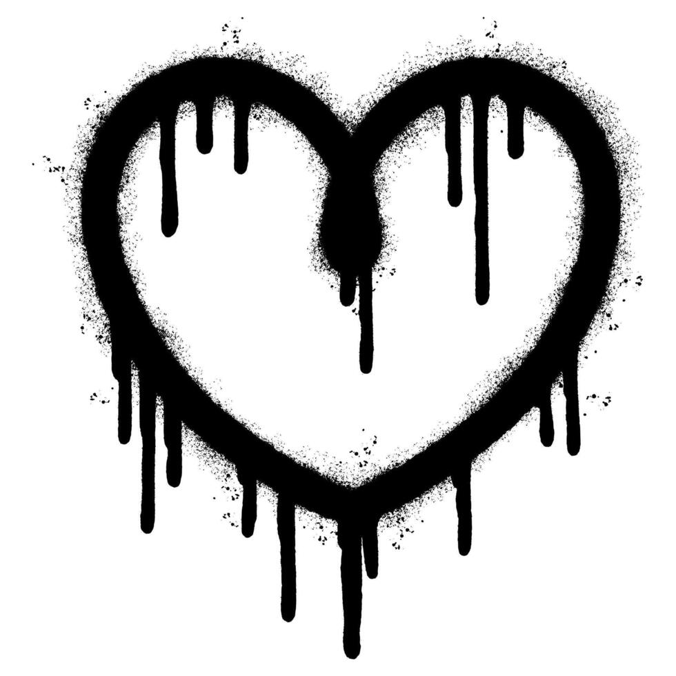 Spray Painted Graffiti heart icon Sprayed isolated with a white background. graffiti love icon with over spray in black over white. vector