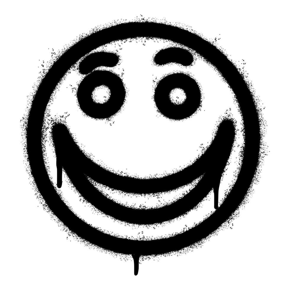 Spray Painted Graffiti smiling face emoticon isolated on white background. vector