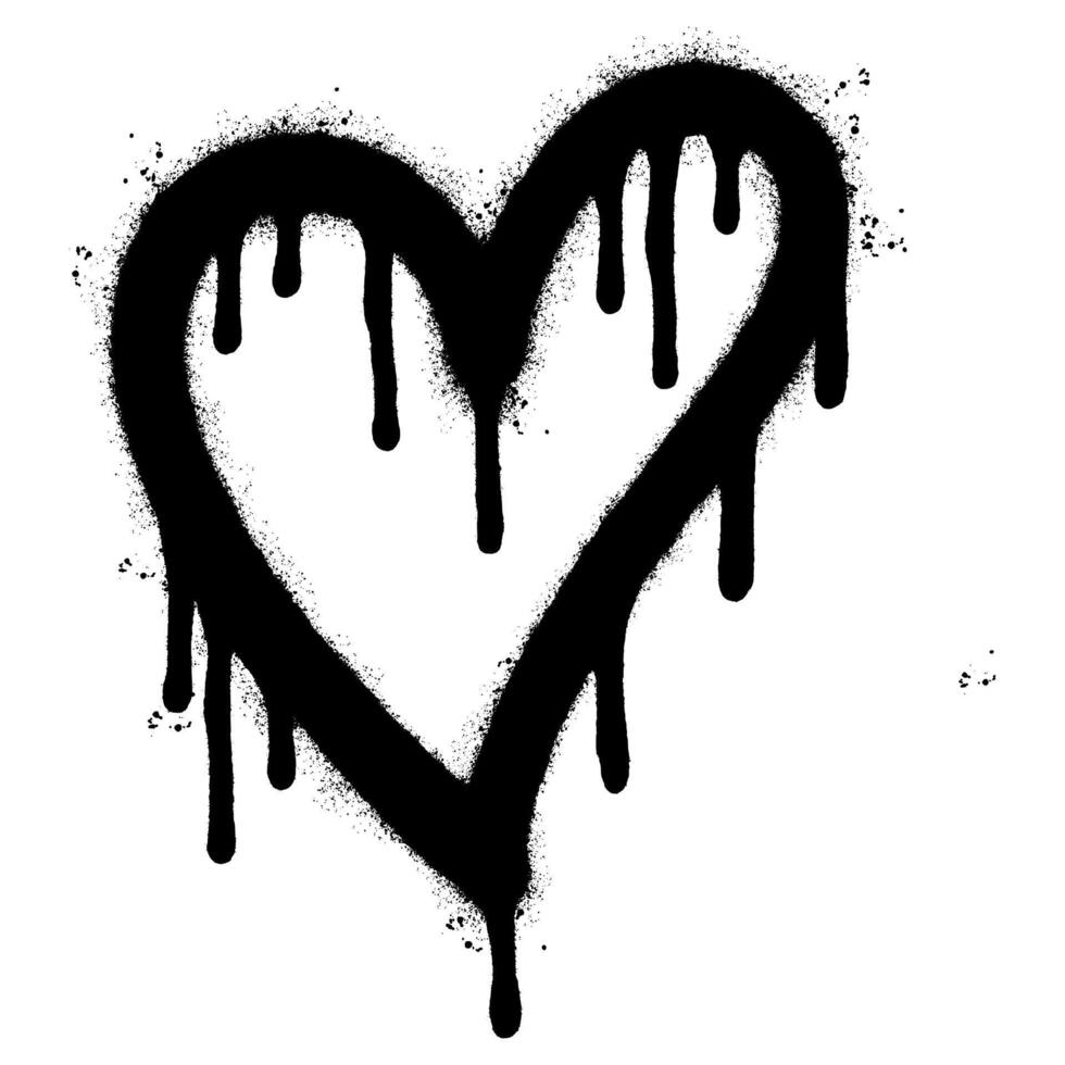 Spray Painted Graffiti heart icon Sprayed isolated with a white background. graffiti love icon with over spray in black over white. vector