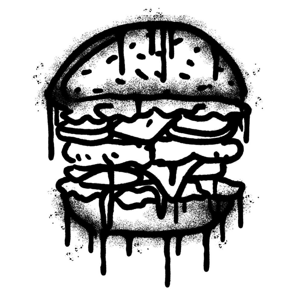 Spray Painted Graffiti burger hamburger icon isolated on white background. vector