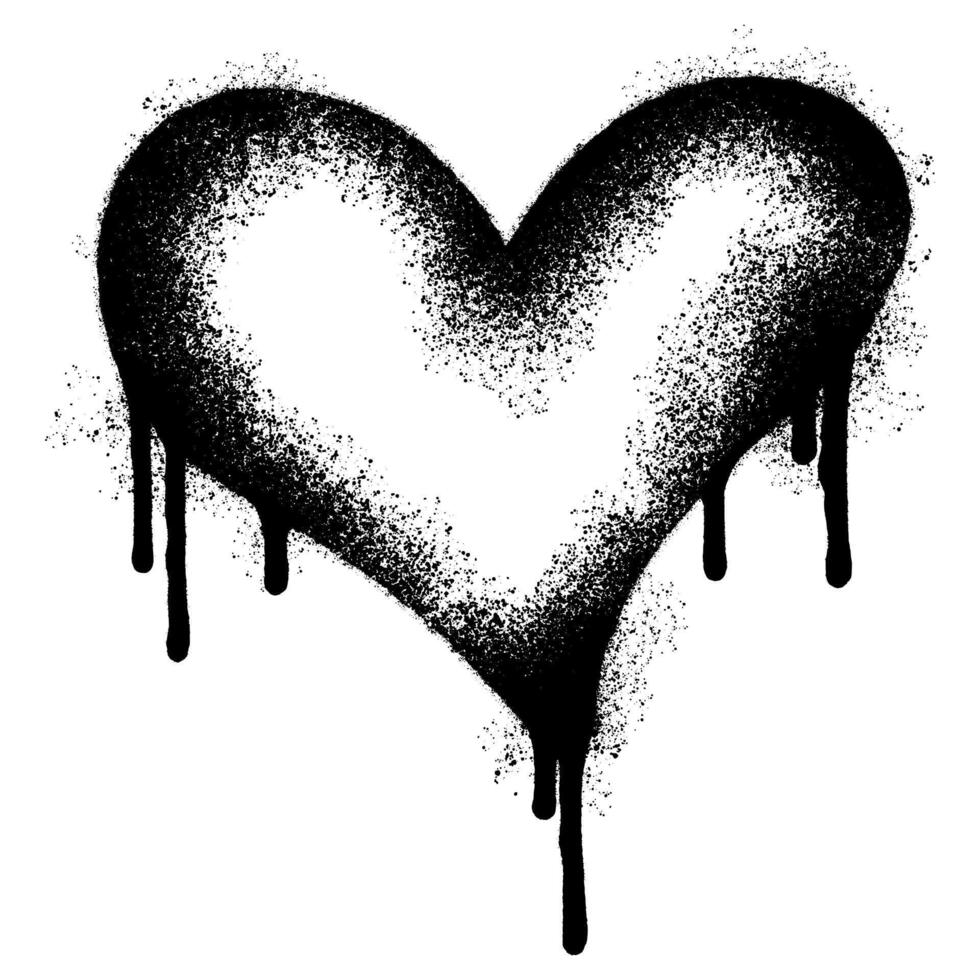 Spray Painted Graffiti heart icon Sprayed isolated with a white background. graffiti love icon with over spray in black over white. vector