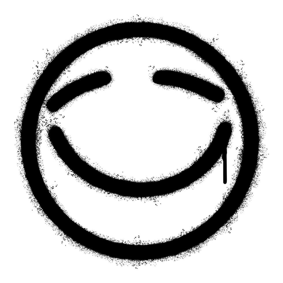 Spray Painted Graffiti smiling face emoticon isolated on white background. vector
