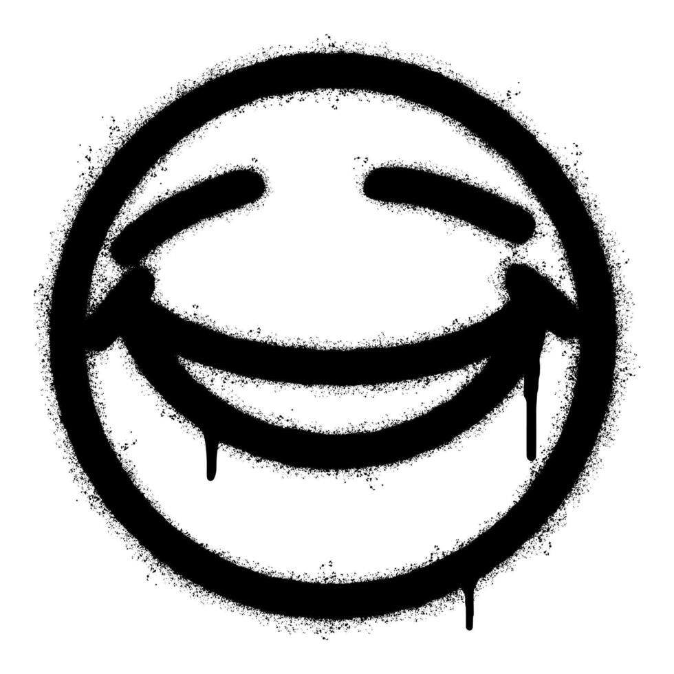 Spray Painted Graffiti smiling face emoticon isolated on white background. vector
