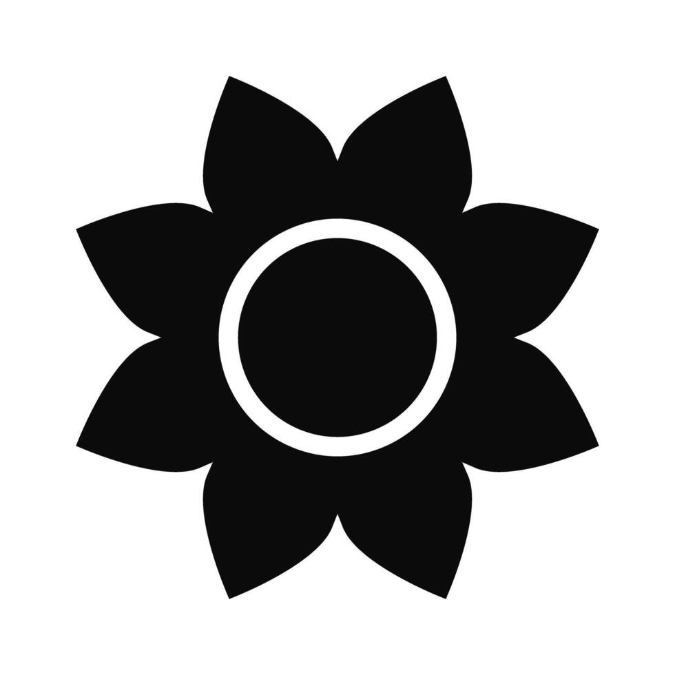 Glyph Flower Silhouette Icon On White Background Isolated Illustration vector