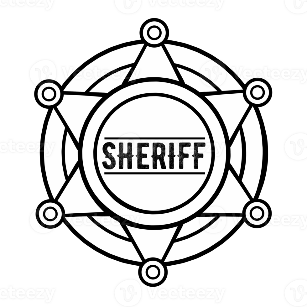 sheriff badge icon in cartoon style isolated png