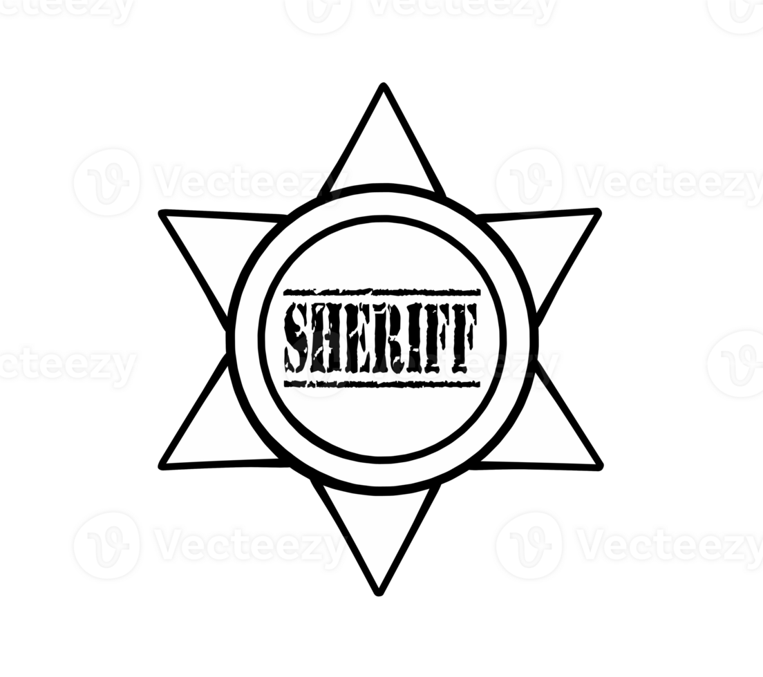 sheriff badge icon in cartoon style isolated png