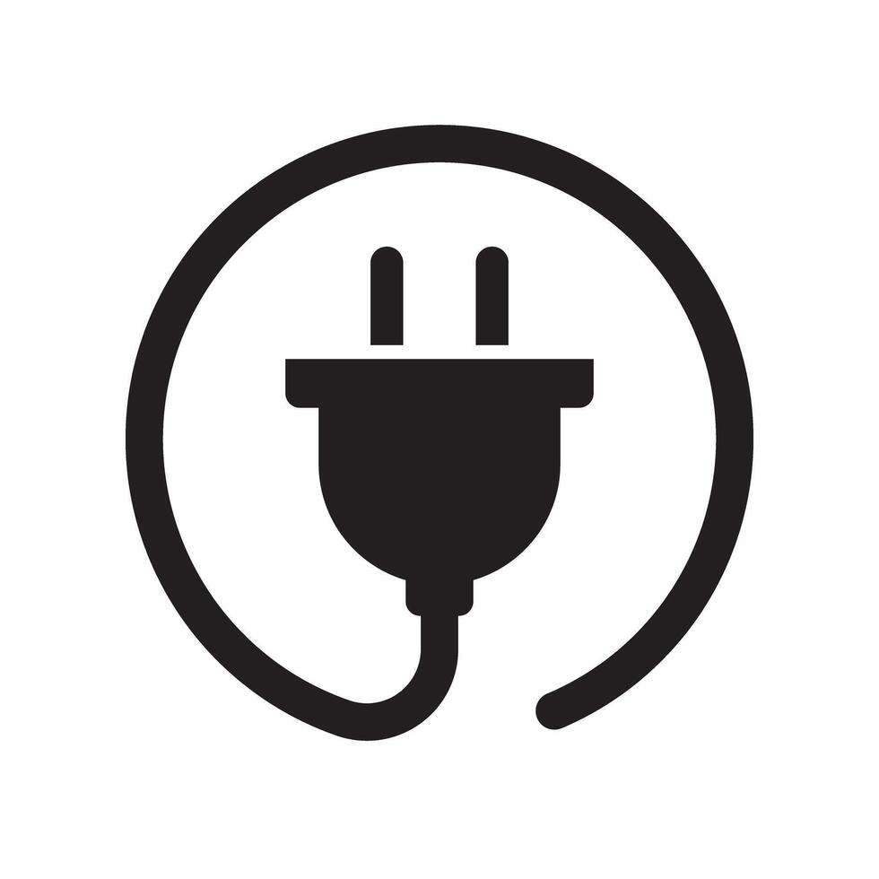 Electrical Plug Black Power Cord Icon Illustration vector