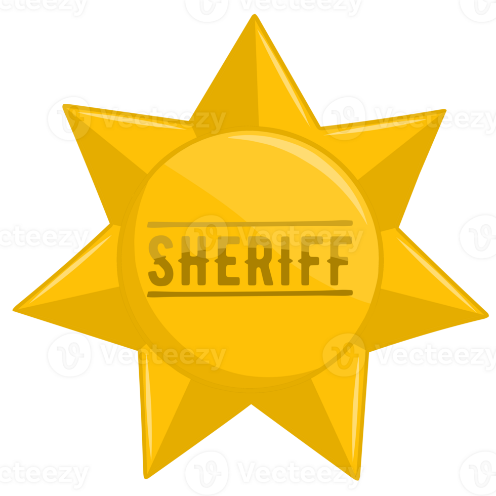 sheriff badge icon in cartoon style isolated png