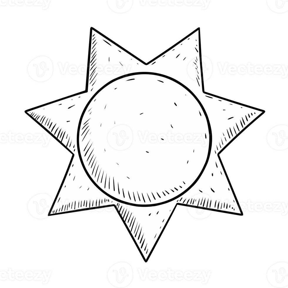sheriff badge icon in cartoon style isolated png
