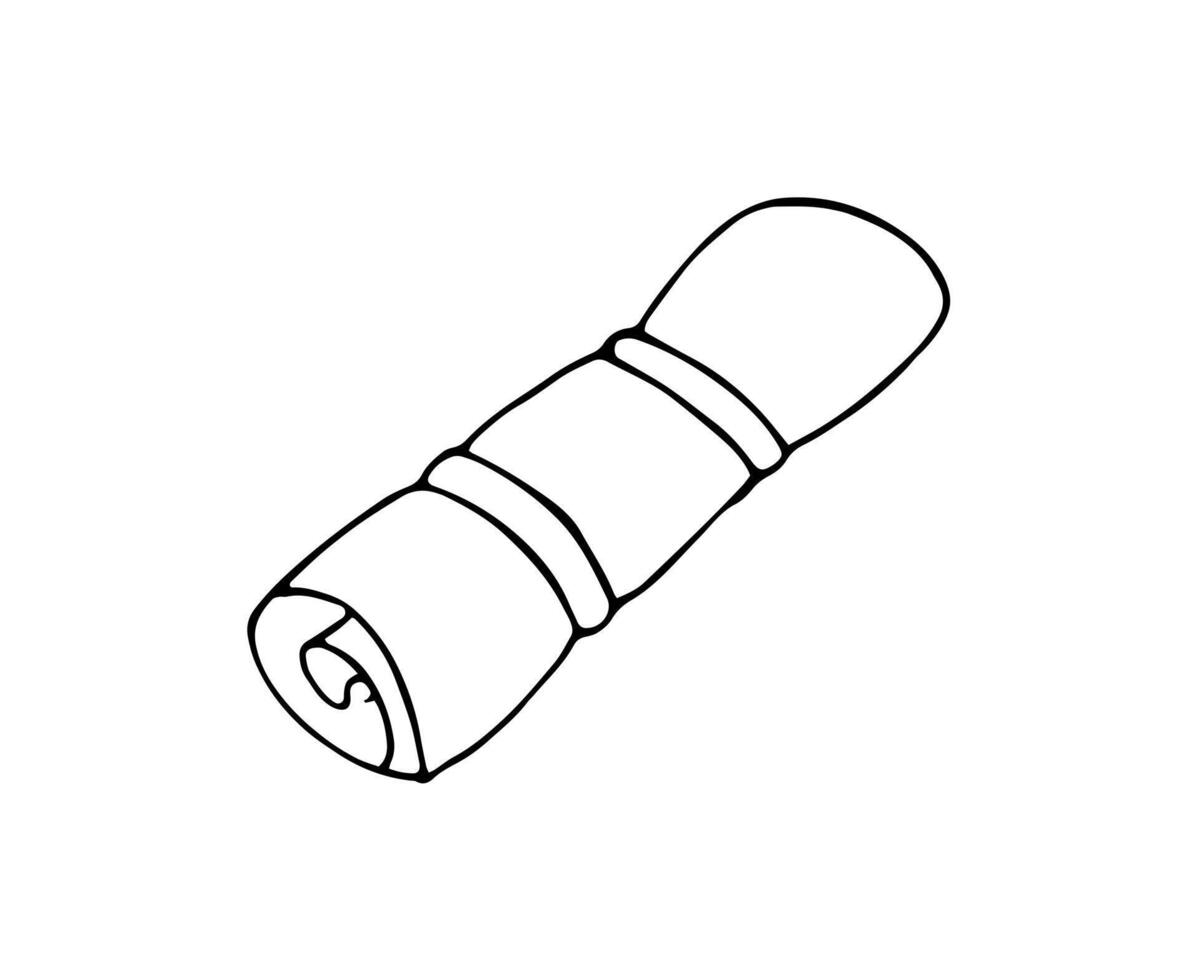 Camping roll mat. Sleeping mat in doodle style, isolated on white background. vector