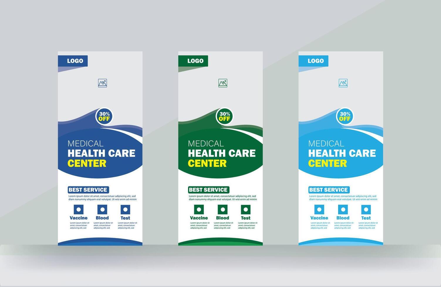 Roll up banner medical service or rack card cover design service background template vector