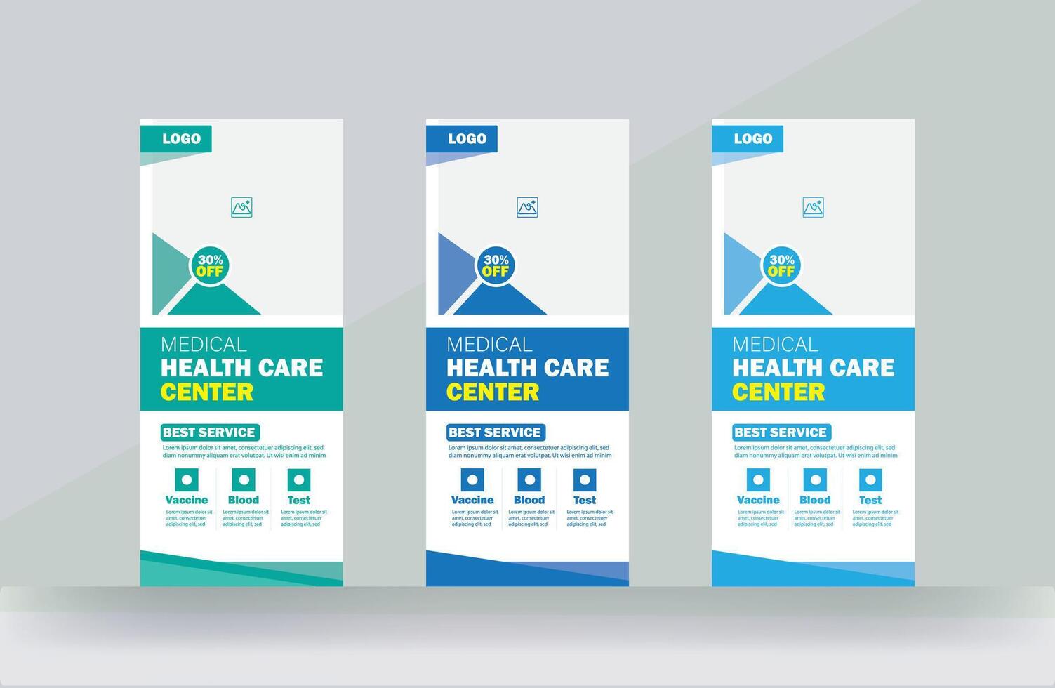 Roll up banner medical service or rack card cover design service background template vector