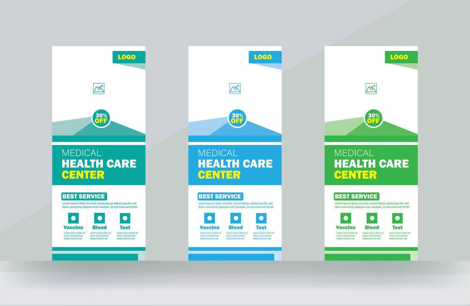 Roll up medical service banner rack card design hospital for template vector