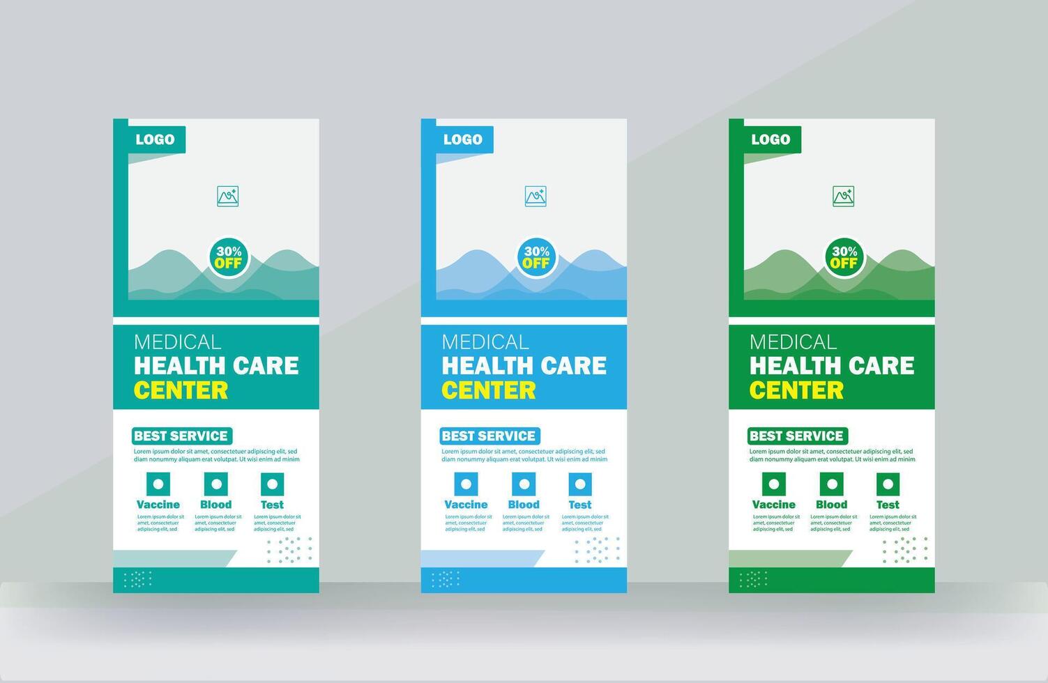 Roll up banner medical service or rack card cover design service background template vector