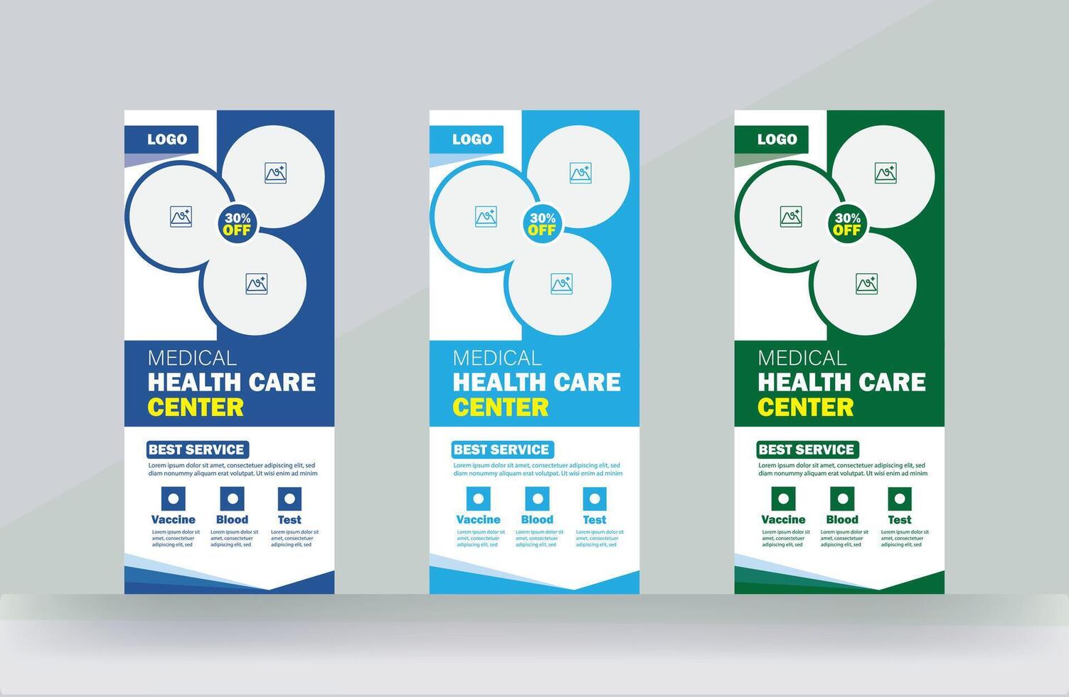 Roll up banner medical service or rack card cover design service background template vector