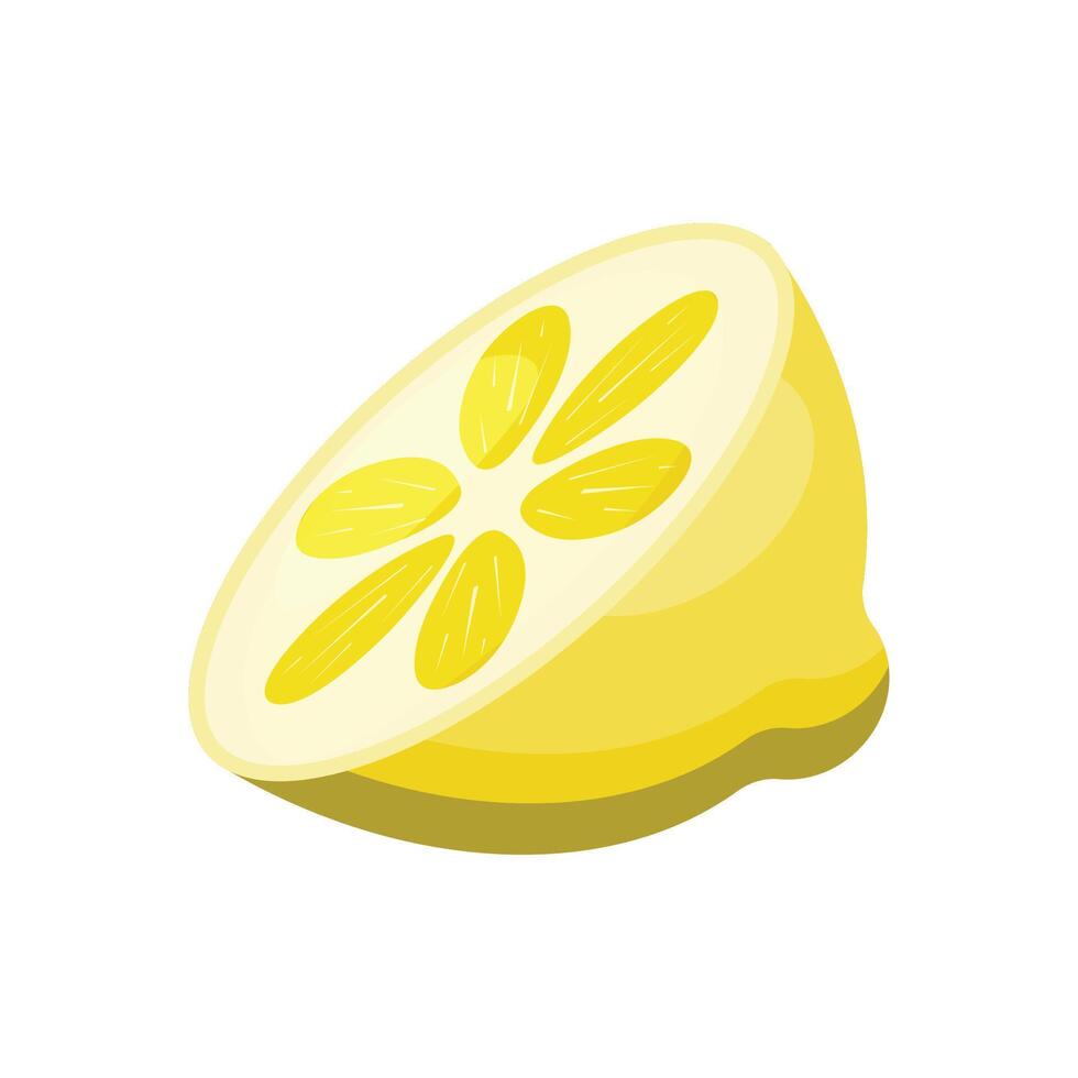Yellow lemon slice on a white background. vector