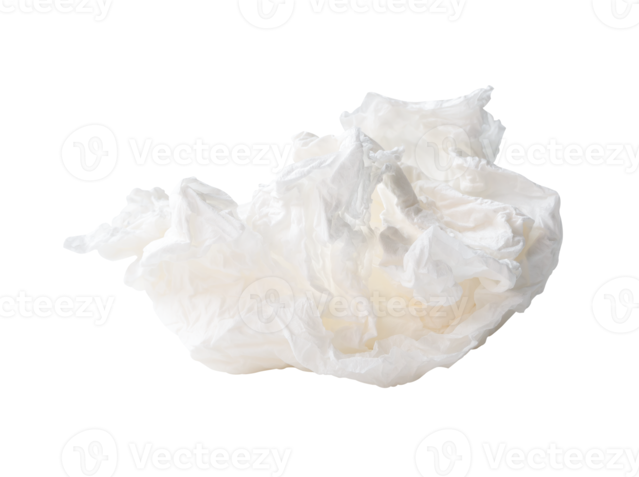 Side view set of crumpled or screwed tissue paper balls isolated with clipping path in file format png