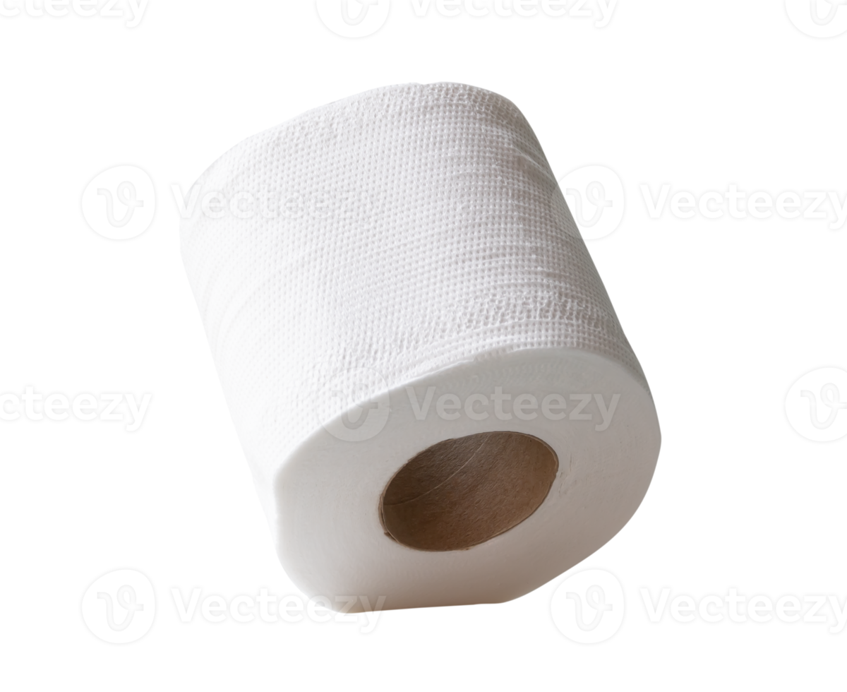 Front view of white tissue paper roll isolated with clipping path in file format png