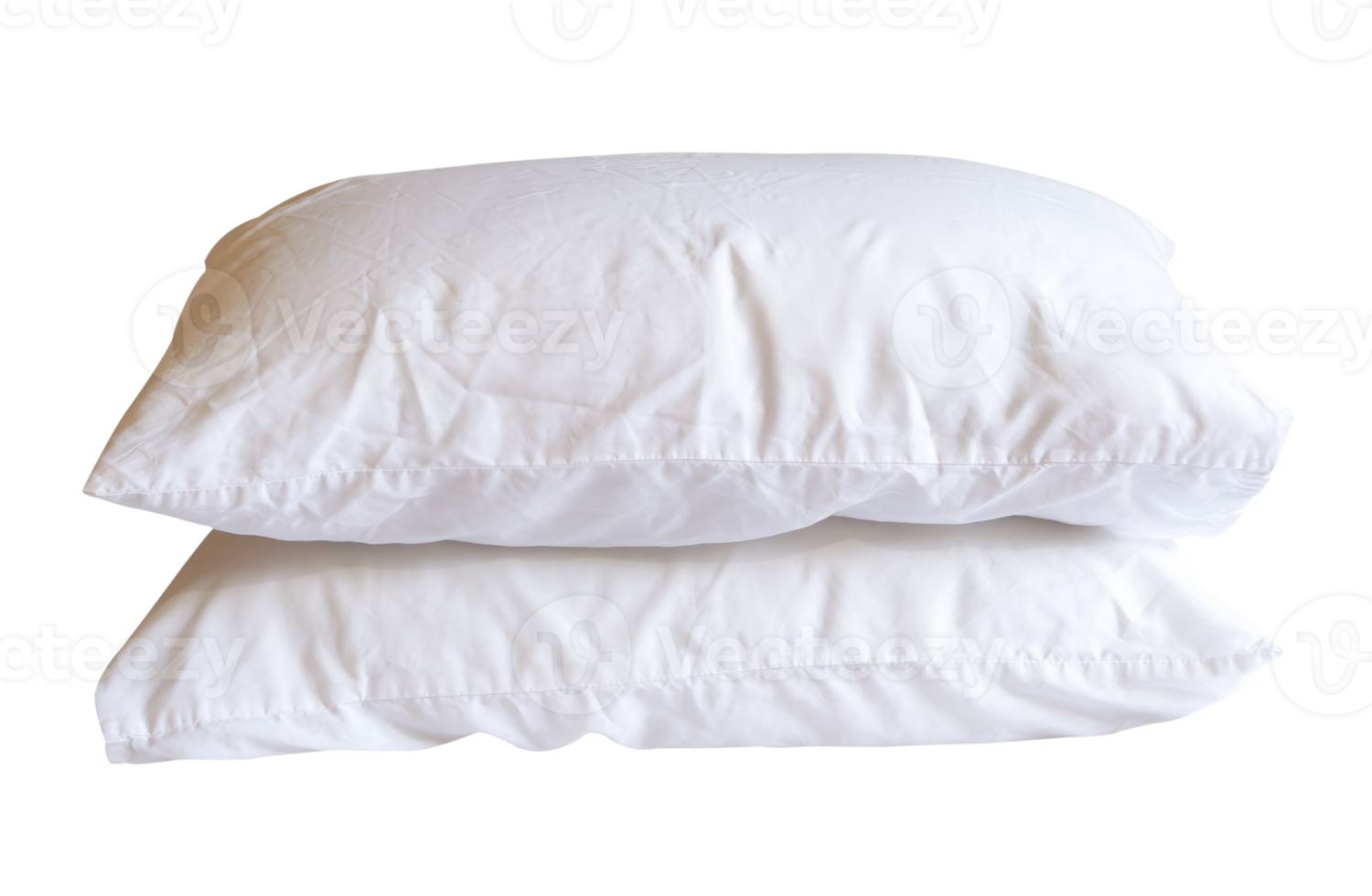 lato Visualizza di Due bianca cuscino con Astuccio dopo uso nel Hotel o ricorrere camera nel pila isolato con ritaglio sentiero nel file formato png