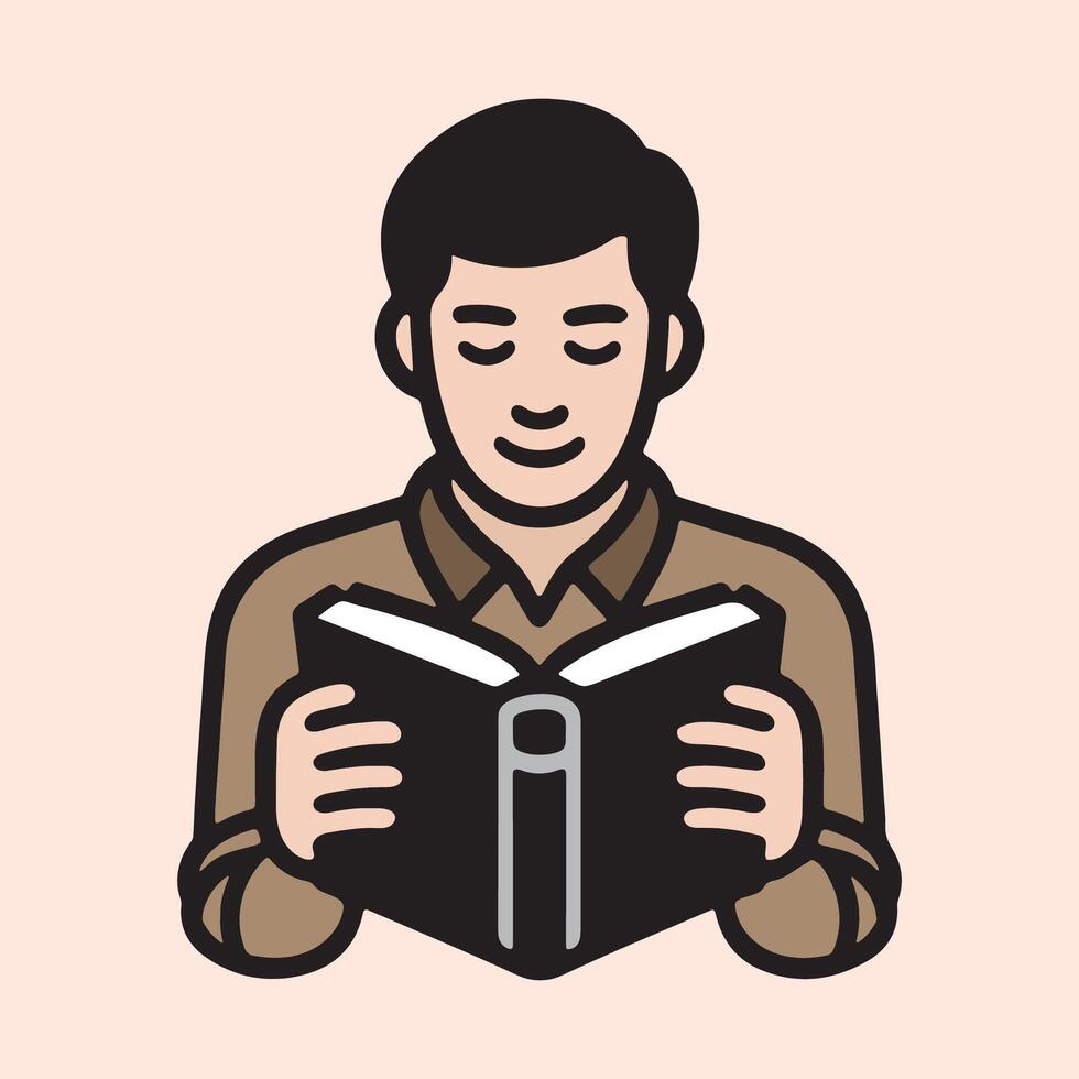 A Man Read A Book Illustration Art vector