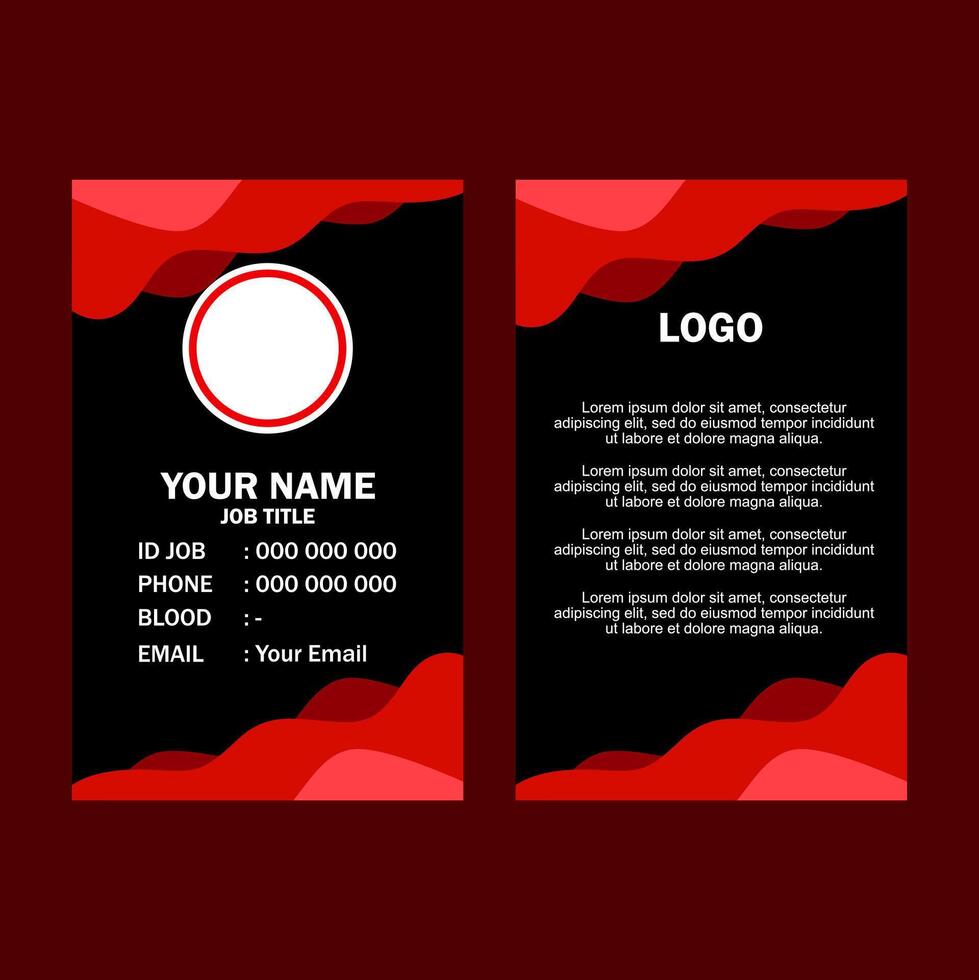 Red and black business card template with placeholder image. vector