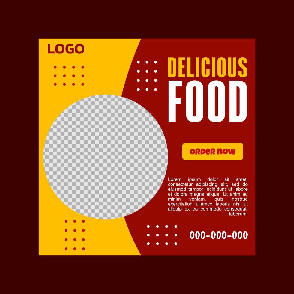 social media post templates. A food menu template with yellow and red colors. vector