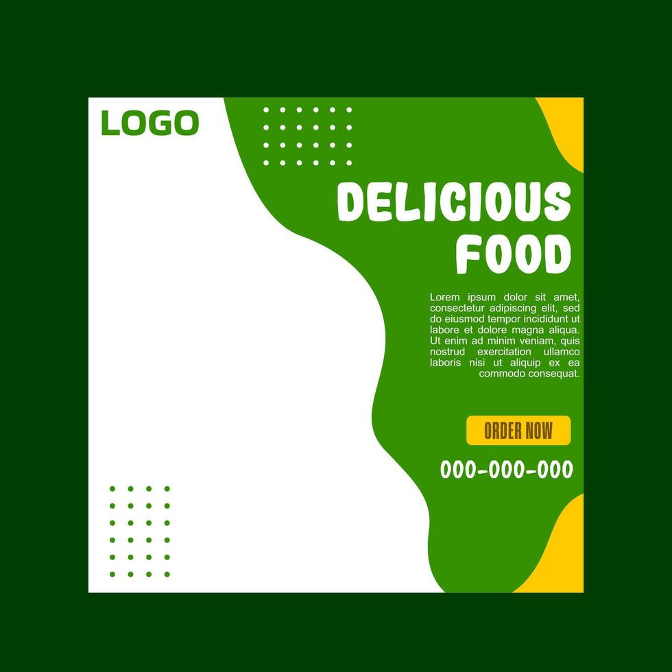Green and white social media template with a best menu message. vector