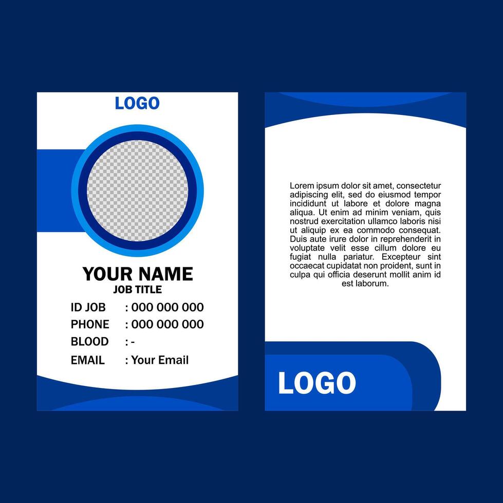 A blue and white business card with waves and contact info. vector
