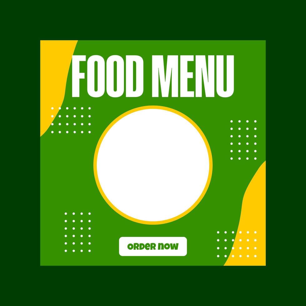 Green and white social media template with a best menu message. vector