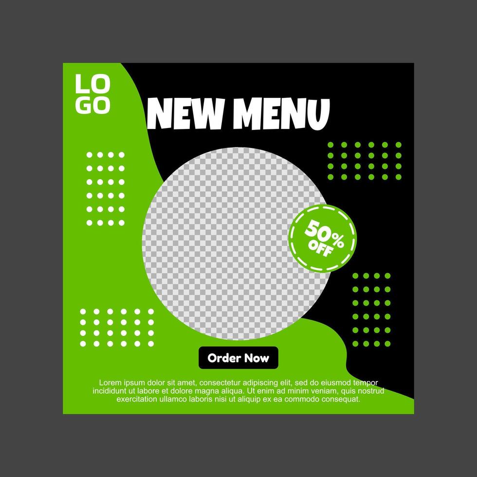 black and green social media post template design. vector