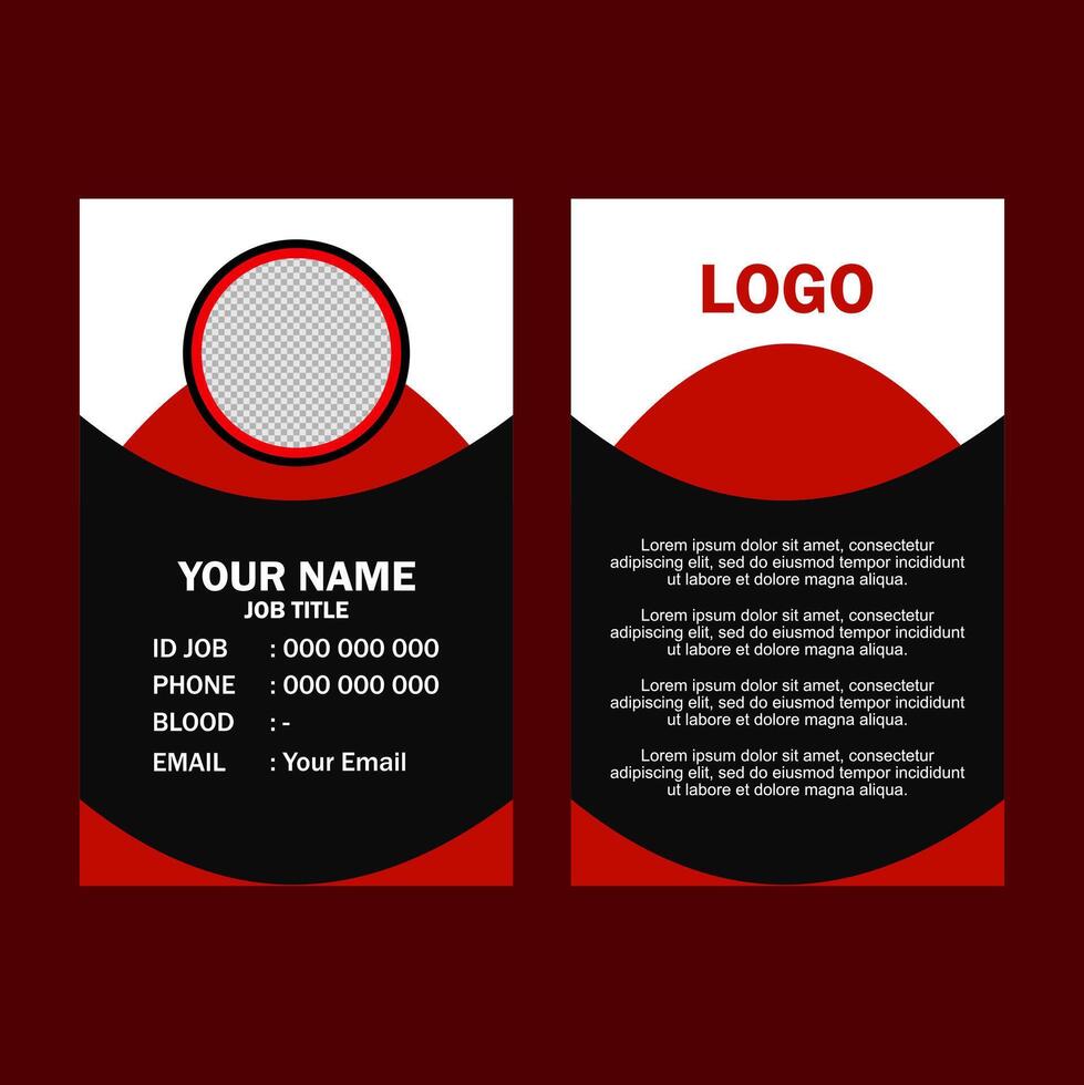 A business card template with black, white and red colors. vector