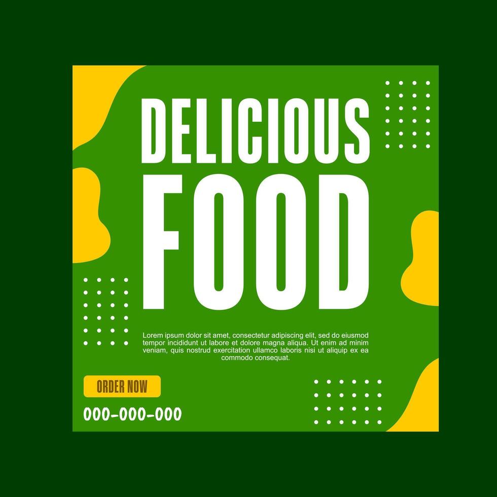 Green and white social media template with a best menu message. vector