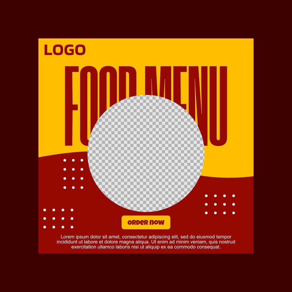 social media post templates. A food menu template with yellow and red colors. vector