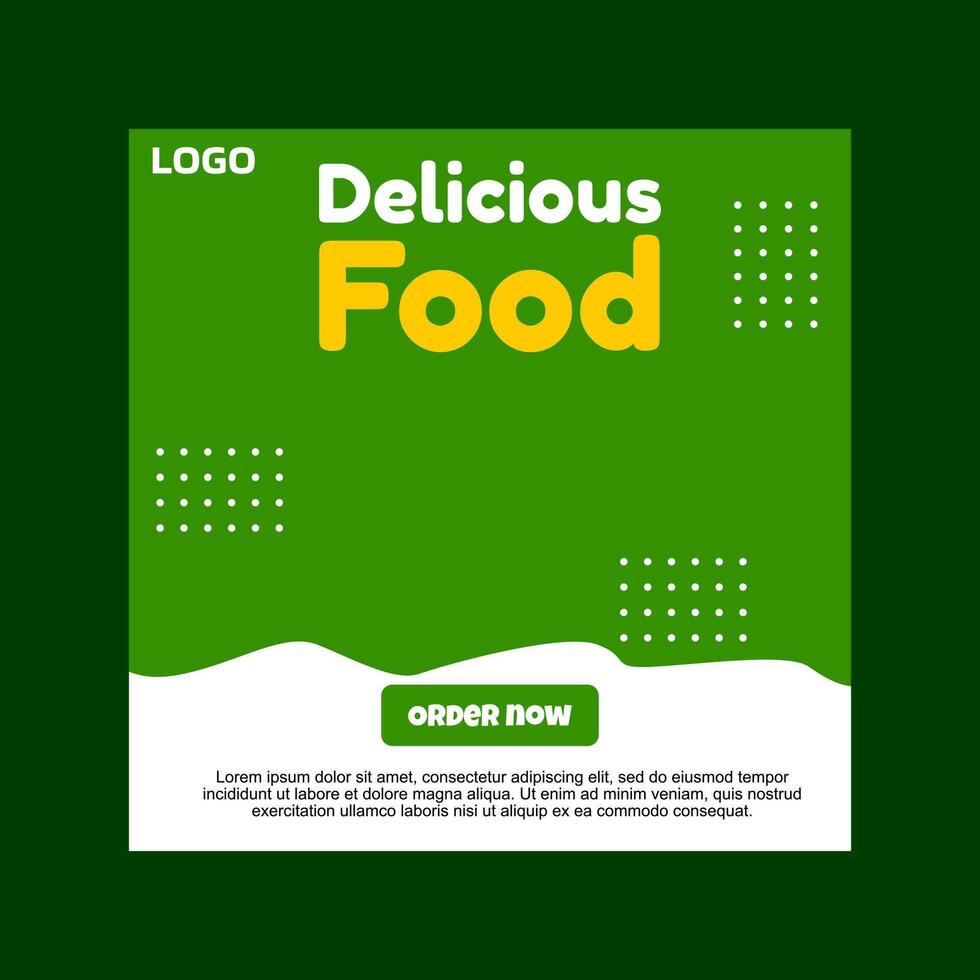 Green and white social media template with a best menu message. vector