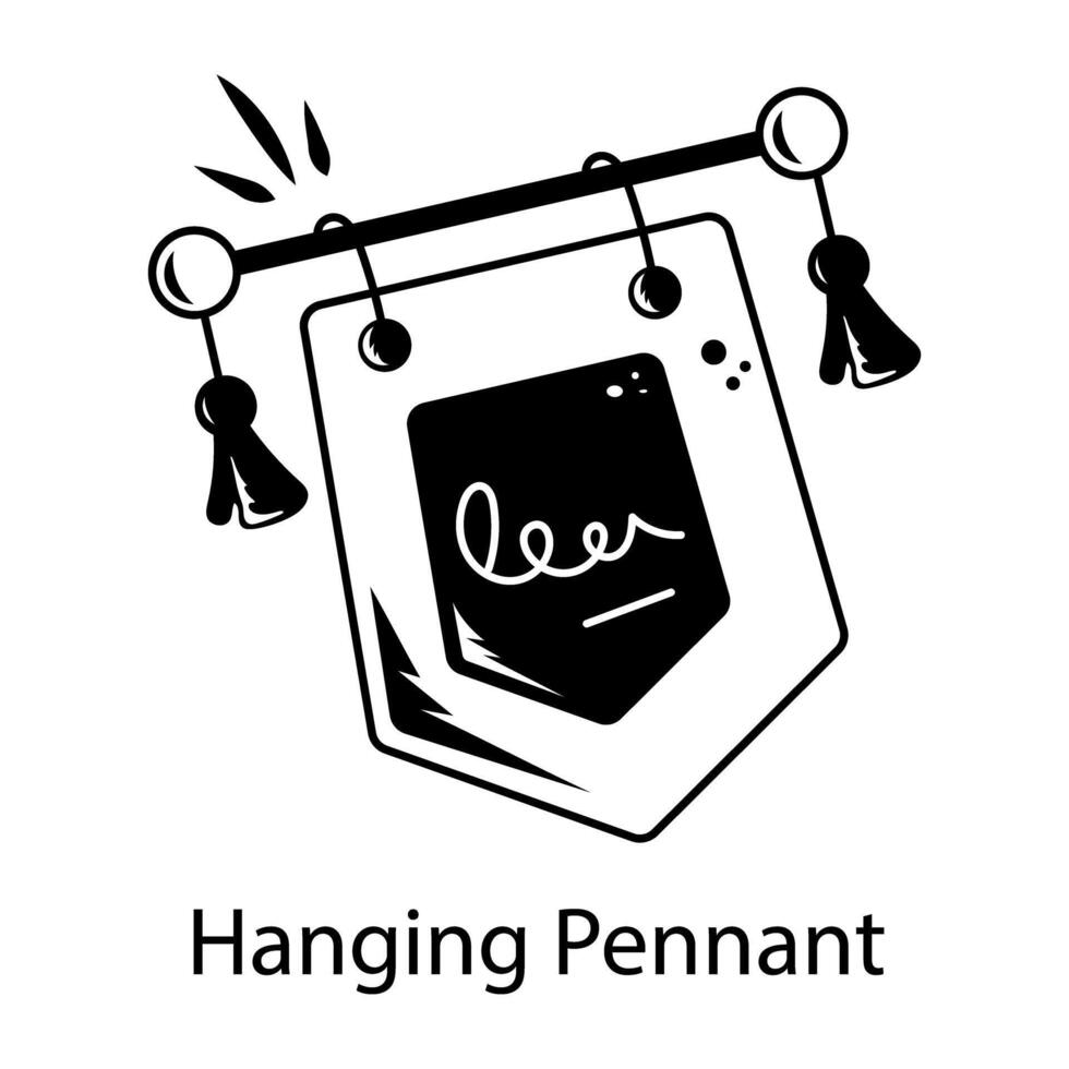 A glyph style icon of hanging pennant vector