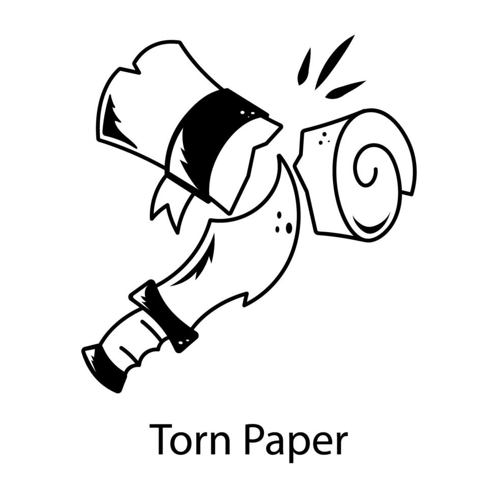 A torn paper with knife glyph style icon vector