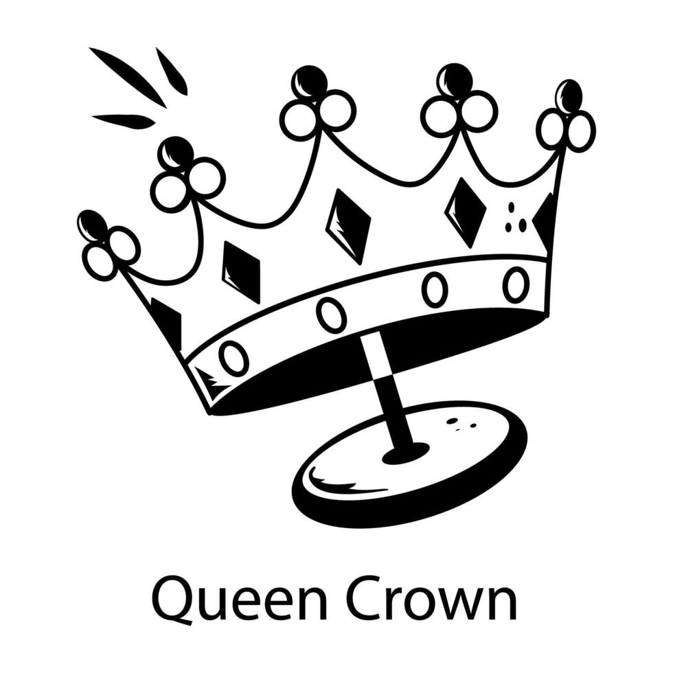A queen crown icon designed in hand drawn style vector