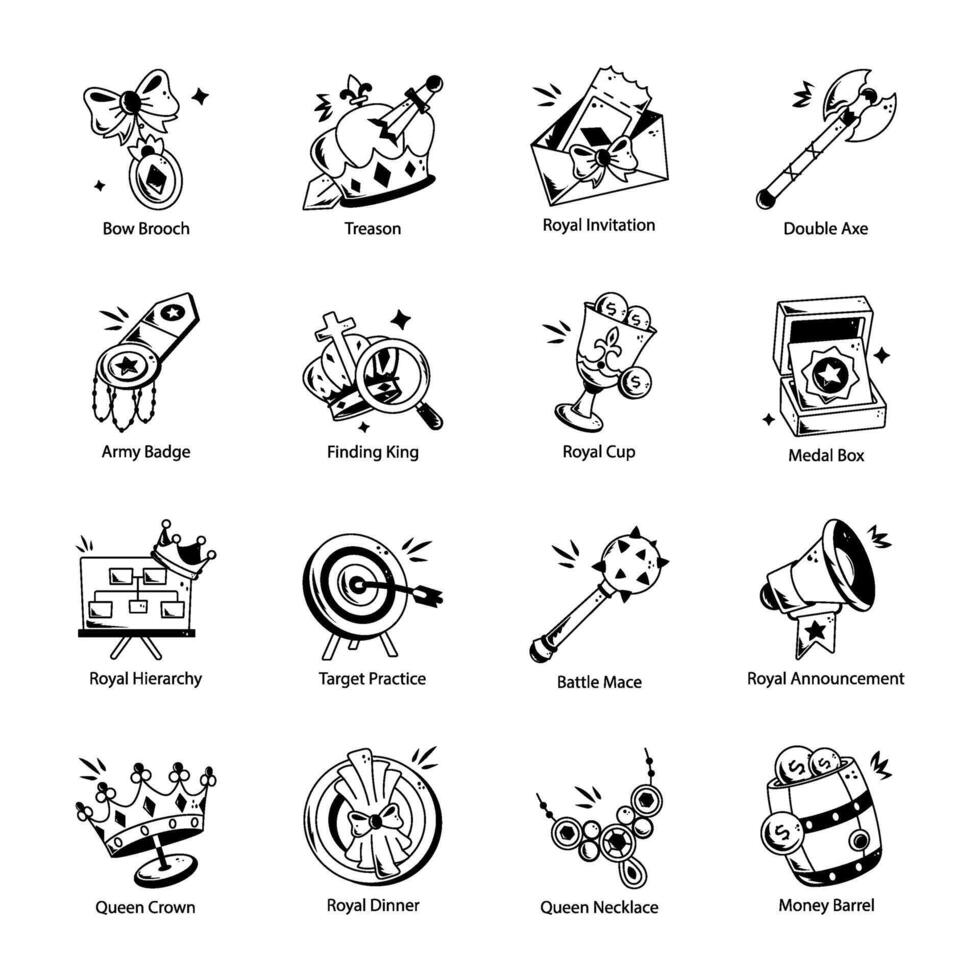Doodle style icon of warrior shield with cross swords vector