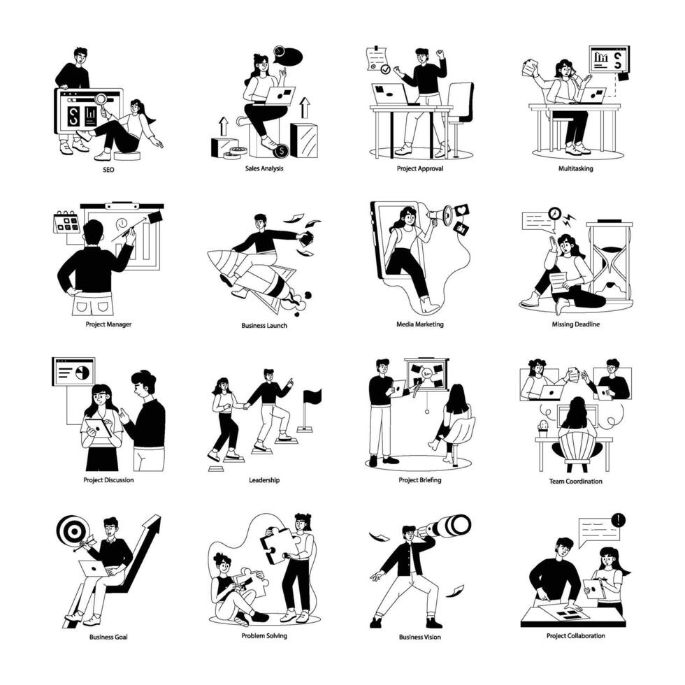 Character based flat illustration of virtual meeting vector
