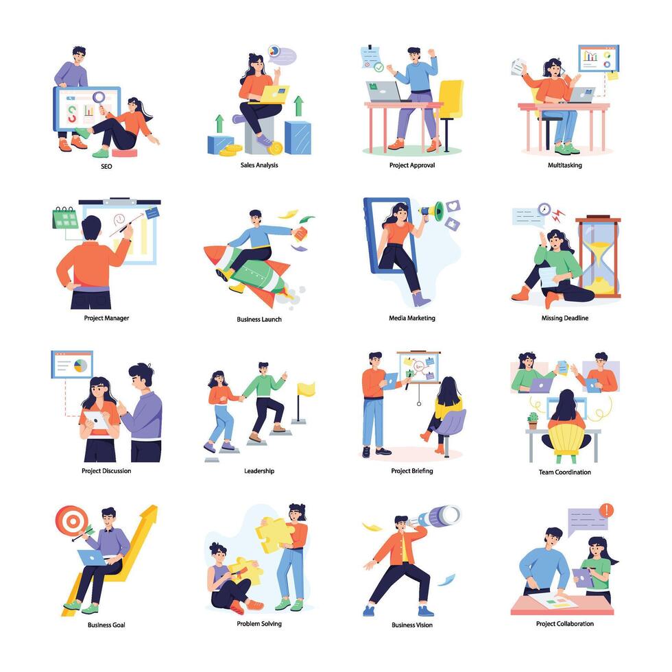 Character based flat illustration of virtual meeting vector