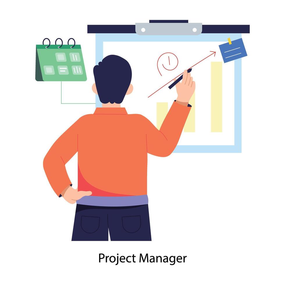 A flat illustration of project manager scheduling tasks vector