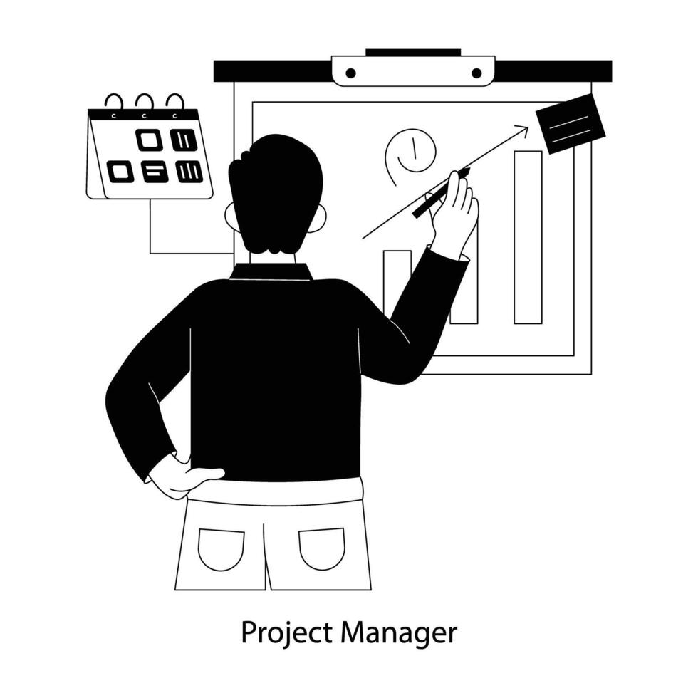 A flat illustration of project manager scheduling tasks vector