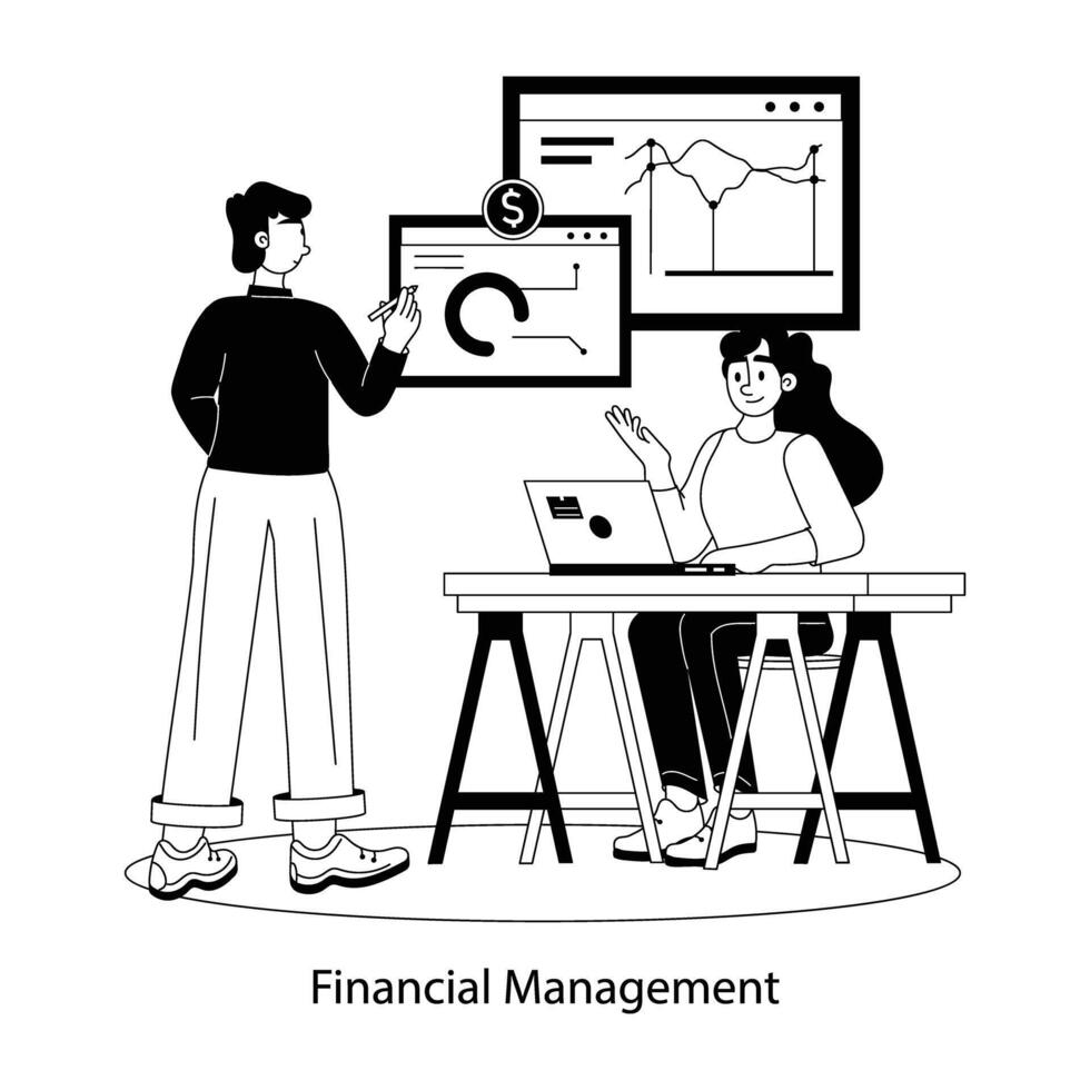 A flat character illustration of financial management team discussion vector