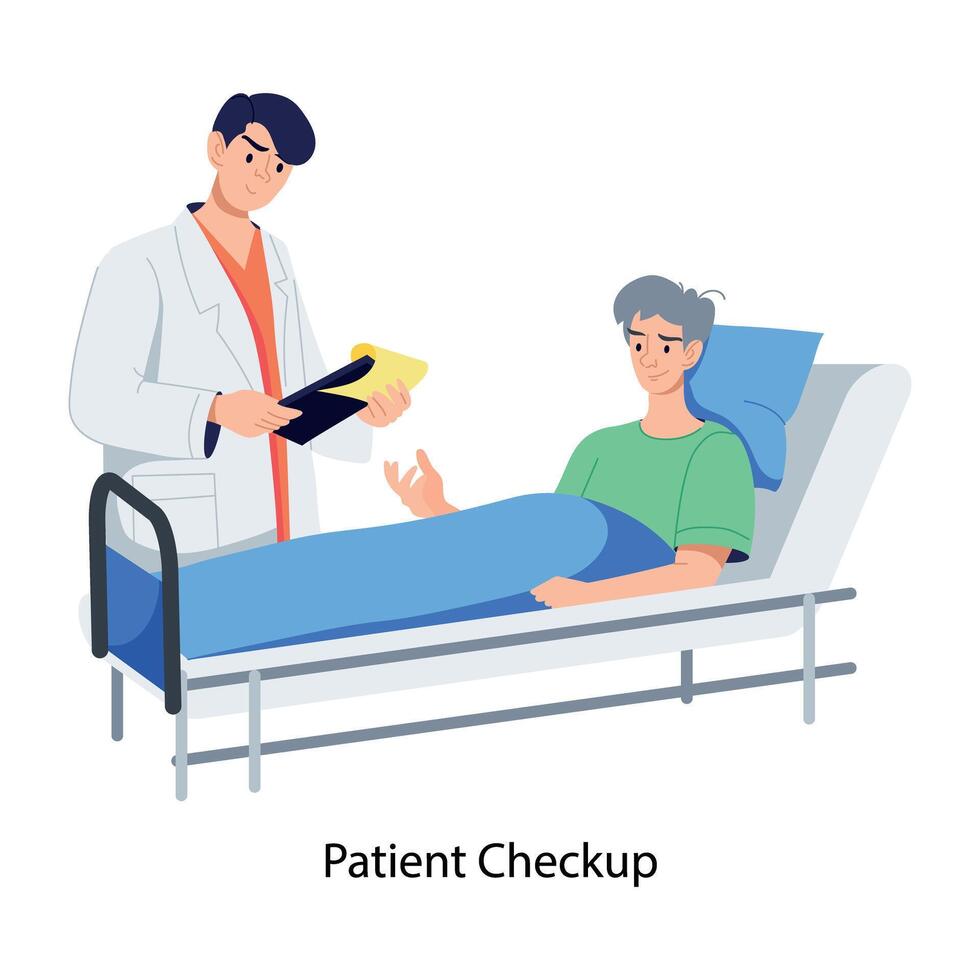 A flat character illustration of patient checkup vector