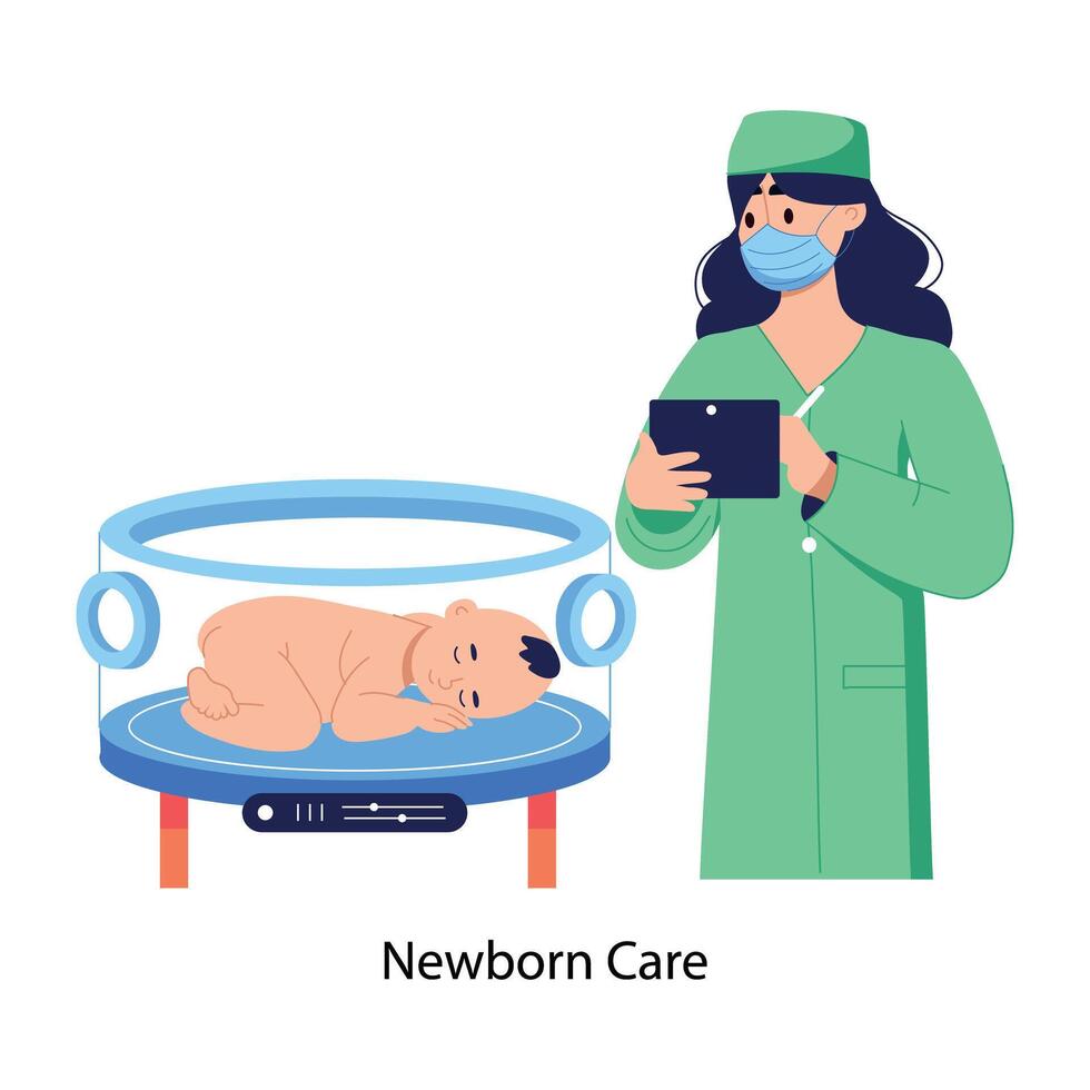 An illustration of newborn care in flat style vector