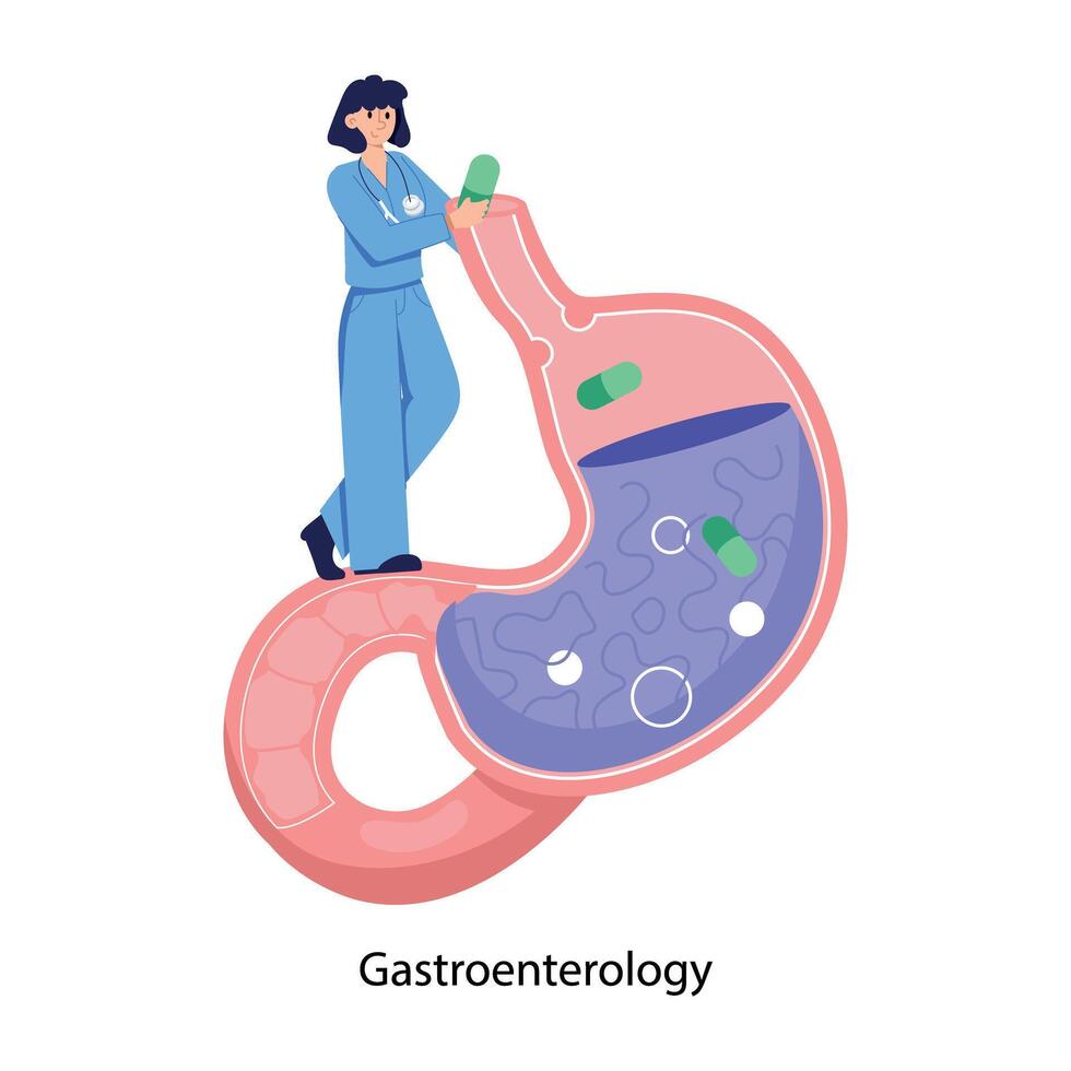 A flat character illustration of gastroenterology vector