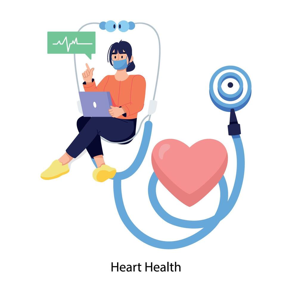 A flat illustration of heart health checkup vector