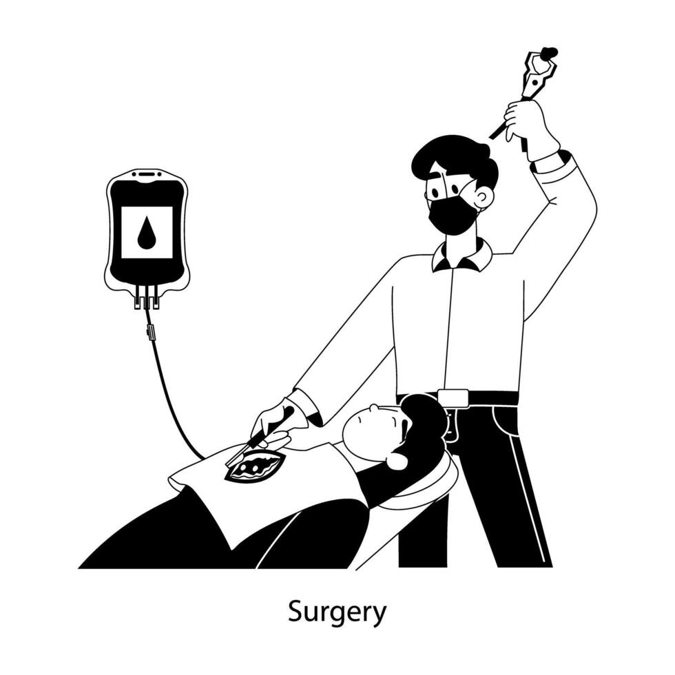 Character based flat illustration is showing doctor with surgery knife vector